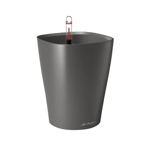 LECHUZA Deltini Επιτραπέζια Γλάστρα 15x15x19cm Αυτοποτιζόμενη με Δοχείο Φύτευσης ΑΝΘΡΑΚΙ Γερμανίας iF Product Design Award 2012