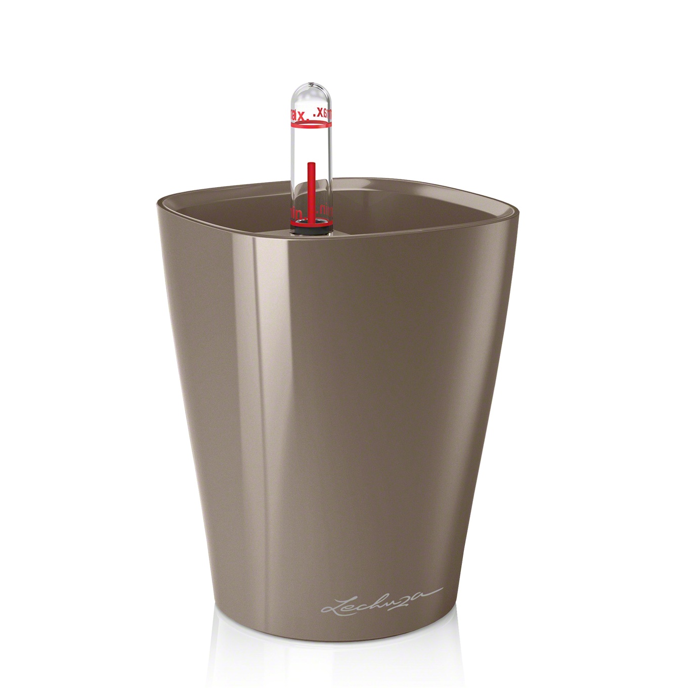 LECHUZA Mini Deltini Επιτραπέζια Γλάστρα 10x10x13cm Αυτοποτιζόμενη με Δοχείο Φύτευσης ΓΚΡΙ-ΚΑΦΕ Γερμανίας iF Product Design Award 2012