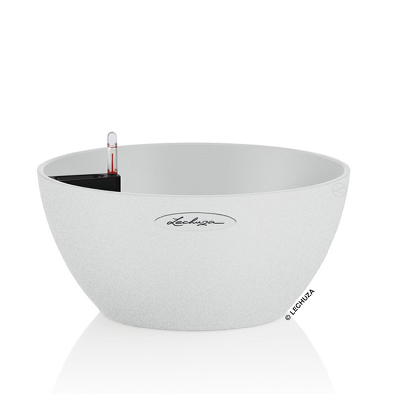 LECHUZA Cubeto Color30 Επιτραπέζια Γλάστρα Ø30x13.5cm Αυτοποτιζόμενη με Δοχείο Φύτευσης 4.5lt QUARTZ WHITE με Όψη Πέτρας Γερμανίας