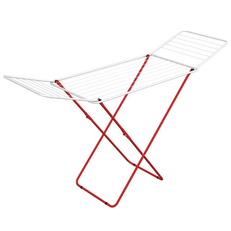 Απλώστρα Ρούχων180x55x93cm JOLLY GIMI Ιταλίας Μεταλλική Βαμμένη 3φυλλη Πτυσσόμενη Πάχους Ø16/14/12mm 18m Απλώματος 2.4kg Λευκό-Κόκκινο