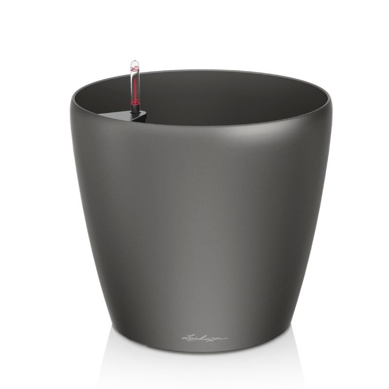 LECHUZA Classico 70 Premium Επιδαπέδια Γλάστρα Ø70x64.5cm Αυτοποτιζόμενη Ανθρακί (Charcoal Metallic) Γερμανίας