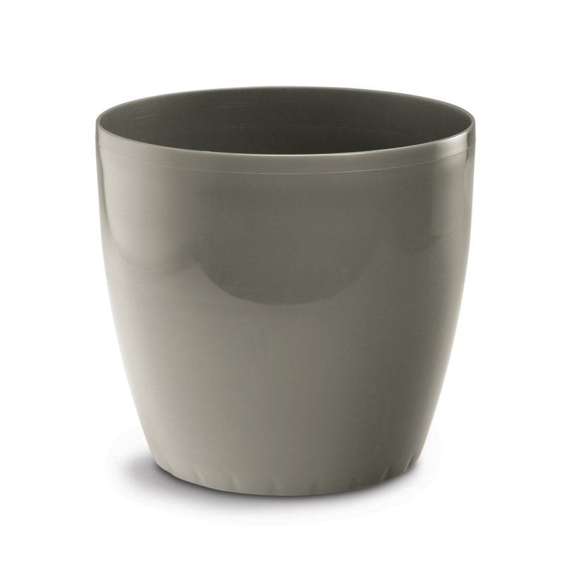 PLASTONA Caspo Γλάστρα με ρόδες ROTO BRILLANTE Γυαλιστερό Ø43 Πλαστικό Γκρι-Καφέ Ελλάδας