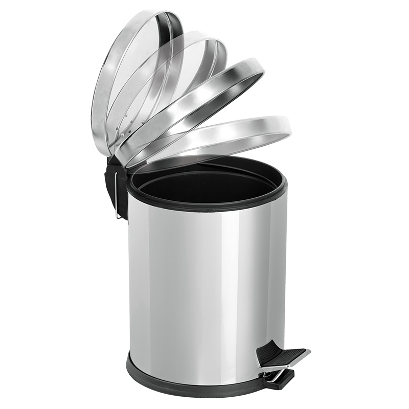 VESTA Κάδος Μπάνιου 5lt με Πεντάλ Soft Close Ø20.5x28cm Ανοξείδωτο Ατσάλι (ΙΝΟΧ) Γυαλιστερό Ασημί