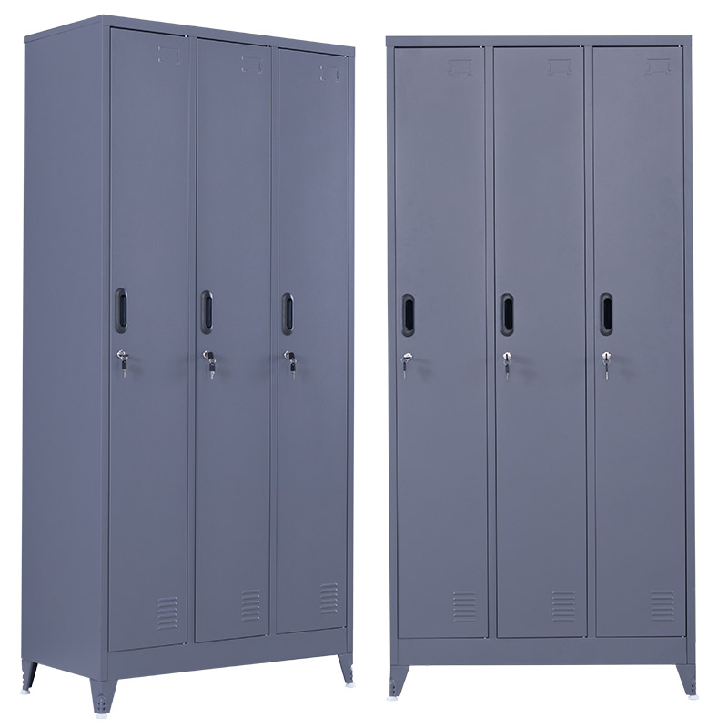 STEELEN Μεταλλική Ντουλάπα - Φοριαμός (Locker) 90x45x195cm 3φυλλη 51kg με Ρυθμιζόμενα Πόδια 9 Αποθηκευτικών Χώρων Πάχος 0.4mm Ανθρακί Ματ