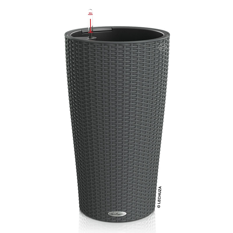 LECHUZA CILINDRO COTTAGE 23 Επιδαπέδια Γλάστρα Ø23x41cm Αυτοποτιζόμενη με Δοχείο Φύτευσης Ανθρακί Γερμανίας