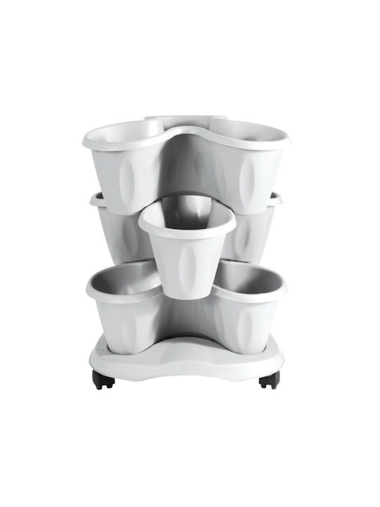 Γλάστρα Σύνθεσης Σετ 3 Τεμαχίων Τριπλή Στοιβαζόμενη Ø51x40cm 18lt Πλαστική Λευκό 1.95kg TRIFOGLIO BAMA Ιταλίας