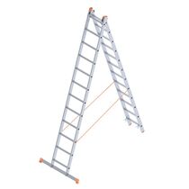 Σκάλα Αλουμινίου 2x12 Σκαλιά Αναπτυσσόμενη 5,71m Διπλή-Σχήμα ''Λ'' με Βάση Στηρίγματος 13.3kg Αντοχή 150kg SN7212