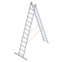 Σκάλα Αλουμινίου 2x13 Σκαλιά Αναπτυσσόμενη 6.25m Διπλή-Σχήμα ''Λ'' με Βάση Στηρίγματος 14.2kg Αντοχή 150kg SN7213