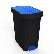 Κάδος Απορριμάτων 9lt Πλαστικός 18.5x27.5x31cm Επαγγελματικός/Οικιακός 1.12kg με Πεντάλ και Καπάκι Πεταλούδα PELICAN Μαύρο - Μπλε