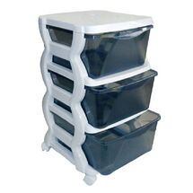 BAMA Ιταλίας Πλαστική Συρταριέρα 36x40x62cm 3όροφη Λευκό-Γκρι με Ρόδες GROUP