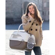 Κλουβί Μεταφοράς Κατοικιδίου 52x33x34cm με Χώρο Αποθήκευσης Καφέ-Λευκό BAMA Ιταλίας