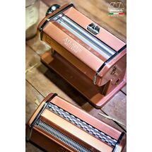 MARCATO Ιταλίας ATLAS150 DESIGN ΑΛΟΥΜΙΝΙΟ Ανοδιωμένο Βαμμένο Μηχανή Φύλλου και Ζυμαρικών 20x20x15.5cm Διαιρούμενη MAX Πλάτος Ζύμης 15cm Βάρος 1.68kg Ροζ