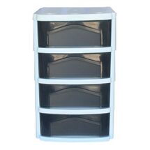 BAMA Ιταλίας Πλαστική Συρταριέρα 30x40x51cm 4όροφη Γραφείου με Ρόδες Λευκό-Διάφανο