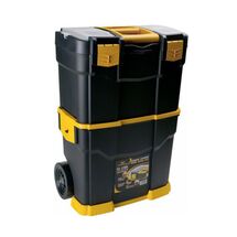 Εργαλειοθήκη Τροχήλατη Αποσπώμενη 2σε1 Επαγγελματική Πλαστική 46x27x67cm (29'') 2όροφη με 2 Ταμπακιέρες και Χειρολαβή Βάρος 4.73kg Μαύρο-Πορτοκαλί Artplast Ιταλίας