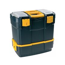 Εργαλειοθήκη Αποσπώμενη 2σε1 Επαγγελματική Πλαστική 46x27x45cm (21'') 2όροφη με 2 Ταμπακιέρες και Χειρολαβή Βάρος 3.53kg Μαύρο-Πορτοκαλί Artplast Ιταλίας