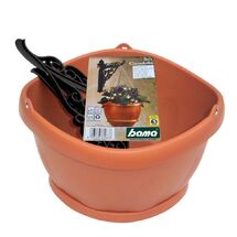 Γλάστρα Τοίχου Κρεμαστή με Γωνία Στήριξης Ø28x20cm12.5lt Πλαστική 0.43Kg Gondola Set Κεραμιδί BAMA Ιταλίας