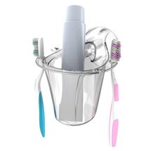 BAMA Ιταλίας Θήκη Οδοντόβουρτσας Τοίχου 12.2x13.1x12.8cm Πλαστική με Βεντούζα και Σύστημα Κλείδωματος Διάφανη