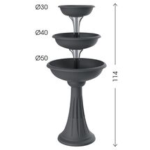 Ανθοστήλη/Γλάστρα Συντριβάνι Ø50x114cm 3 Ορόφων 29.2lt Ανθρακί BAMA Ιταλίας