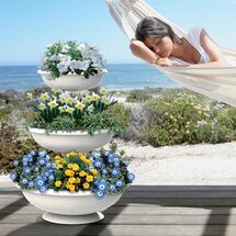 Ανθοστήλη/Γλάστρα Συντριβάνι Ø50x64cm 3 Ορόφων 29.2lt Λευκή BAMA Ιταλίας