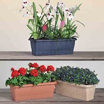 BAMA ITALY Ζαρντινιέρα Αυτοποτιζόμενη Πλαστική Ψάθα Κρεμ