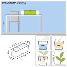 LECHUZA Balconera Color50 Ζαρντινιέρα 50x19x19cm Αυτοποτιζόμενη με Δοχείο Φύτευσης ΑΝΘΡΑΚΙ Γερμανίας