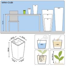 LECHUZA Mini-Cubi Επιτραπέζια Γλάστρα 9.5x9.5x18.5cm Αυτοποτιζόμενη με Δοχείο Φύτευσης ΑΝΘΡΑΚΙ Γερμανίας