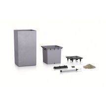 LECHUZA Canto Color Στήλη 30 Επιδαπέδια Γλάστρα 30x30x56cm Αυτοποτιζόμενη με Δοχείο ΓΚΡΙ με όψη ΦΥΣΙΚΗ ΠΕΤΡΑ Γερμανίας