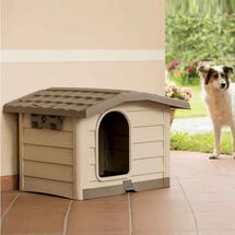 BAMA Ιταλίας Σπίτι Σκύλου 110x94x77cm X LARGE με Ρυθμιζόμενη Οροφή και Αφαιρούμενο Πάτωμα 15kg Μπεζ/Καφέ BUNGALOW LARGE
