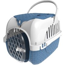 Κλουβί Μεταφοράς Κατοικιδίου 59x38x37cm με Χώρο Αποθήκευσης και Υποδοχές για Ιμάντες Πρόσδεσης σε Κάθισμα Μπλε-Λευκό MAXY TOUR BAMA Ιταλίας