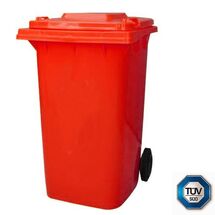 Κάδος Απορριμάτων με Ρόδες 120lt 55x50x95cm Πλαστικός ΒΑΡΕΟΥ ΤΥΠΟΥ 10kg με Χειρολαβή Επαγγελματικός/Κήπου Κόκκινος ICS Ιταλίας