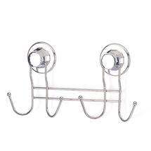 TEKNO-TEL Άγκιστρο-Κρεμάστρα Μπάνιου 4 Θέσεων  32x5x13cm Πάχος 7mm Αντοχή 12kg Επιχρωμιωμένο Ατσάλι με Βεντούζα EXTRA STRONG