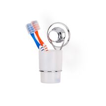 TEKNO-TEL Θήκη Οδοντόβουρτσας Τοίχου 8x11x17cm Αντοχή 12kg Επιχρωμιωμένο Ατσάλι - Πλαστική Θήκη με Βεντούζα EXTRA STRONG