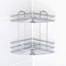 TEKNO-TEL Γωνιακή Ραφιέρα Μπάνιου 27x19x28cm Πάχος Ø5mm Ανοξείδωτο Ατσάλι (INOX)