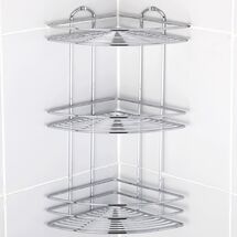 TEKNO-TEL Γωνιακή Ραφιέρα Μπάνιου 3όροφη 27x19x46cm Πάχος Ø5mm Βάρος 1.45kg Επιχρωμιωμένο Ατσάλι