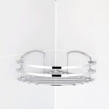 TEKNO-TEL Γωνιακή Ραφιέρα Μπάνιου Τοίχου 32x24x10cm Πάχος Ø5mm Επιχρωμιωμένο Ατσάλι