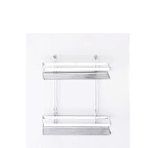 TEKNO-TEL Ραφιέρα Μπάνιου Τοίχου 2όροφη Μπάνιου 25x12x27cm Πάχος Ø5mm Επιχρωμιωμένο Ατσάλι