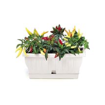 BAMA ITALY Ζαρντινιέρα Decor 30cm/40cm/50cm/60cm/80cm με Αυτοποτιζόμενο Πιάτο Πλαστική Λευκή NATURA