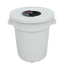 PLANET Κάδος Απορριμάτων 120lt Ø56x67cm Επαγγελματικός Πλαστικός με Καπάκι + Ημικυκλική Θυρίδα Απορριμάτων 3.75kg Γκρι