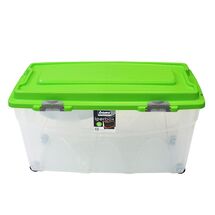 BAMA Ιταλίας Κουτί Αποθήκευσης 80x40x45cm 85lt Πλαστικό με Κλιπς και 4 Ρόδες Διάφανο-Λαχανί IPERBOX