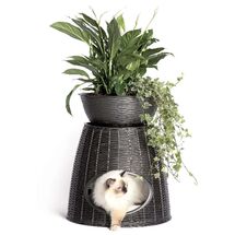 BAMA ITALY Διπλό Κρεβατάκι Κατοικίδιων-Σκαμπό 52x50x55cm RATTAN + 2 Μαξιλάρια PASHA Ανθρακί