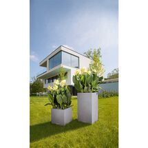 LECHUZA Canto Color 40 Επιδαπέδια Γλάστρα 40x40x40cm Αυτοποτιζόμενη με Δοχείο ΓΚΡΙ Όψη Φυσική Πέτρα Γερμανίας