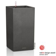 LECHUZA Canto Color Στήλη 40 Επιδαπέδια Γλάστρα 40x40x76cm Αυτοποτιζόμενη με Δοχείο Μαύρο του Γραφίτη Όψη Φυσική Πέτρα Γερμανίας