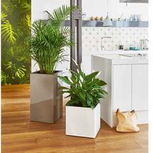 LECHUZA Canto 40 Premium Κύβος Επιδαπέδια Γλάστρα 40x40x40cm Αυτοποτιζόμενη με Δοχείο Φύτευσης Λευκή Γυαλιστερή Γερμανίας Reddot Award Winner 2017