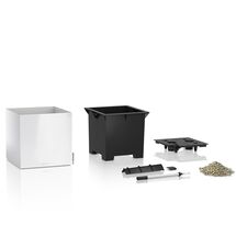 LECHUZA Canto 40 Premium Κύβος Επιδαπέδια Γλάστρα 40x40x40cm Αυτοποτιζόμενη με Δοχείο Φύτευσης Λευκή Γυαλιστερή Γερμανίας Reddot Award Winner 2017