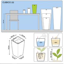 LECHUZA CUBICO 22 Premium Επιτραπέζια Γλάστρα 22x22x41cm Αυτοποτιζόμενη με Δοχείο Φύτευσης Λευκή Γυαλιστερή Γερμανίας