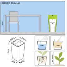 LECHUZA Cubico Color 40 Επιδαπέδια Γλάστρα 39.5x39.5x75.5cm Αυτοποτιζόμενη με Δοχείο Φύτευσης Ανθρακί Ματ Γερμανίας