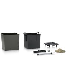 LECHUZA Cube Premium 30 Επιδαπέδια Γλάστρα 29.5x29.5x30cm Αυτοποτιζόμενη με Δοχείο Φύτευσης Ανθρακί Γυαλιστερή Γερμάνιας