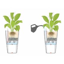 LECHUZA CUBICO 50 Premium Επιδαπέδια Γλάστρα 50x50x94cm Αυτοποτιζόμενη με Δοχείο Φύτευσης Μπορντό Γυαλιστερή Γερμανίας