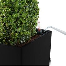 LECHUZA CUBICO 22 Premium Επιτραπέζια Γλάστρα 22x22x41cm Αυτοποτιζόμενη με Δοχείο Φύτευσης Μαύρη Γυαλιστερή Γερμανίας