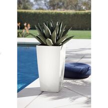 LECHUZA CUBICO 50 Premium Επιδαπέδια Γλάστρα 50x50x94cm Αυτοποτιζόμενη με Δοχείο Φύτευσης Λευκή Γυαλιστερή Γερμανίας